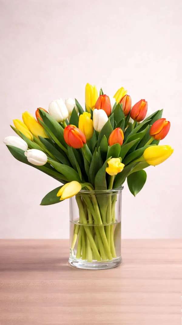 floraison_mpouketo_30_toulipes_leuko_kitrino_portokali_a